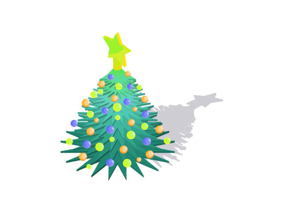 3D Christmas Tree Illustration for Digital Selling