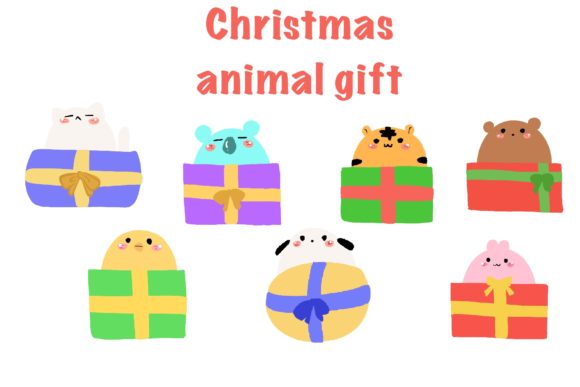 Christmas Animal Gift Illustrations