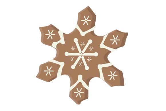 Christmas Gingerbread in Snowflake Shape Illustrations