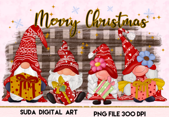 Christmas Gnomes Family Sublimation Illustrations