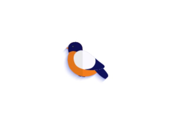 Christmas Illustration Orange Blue Bird