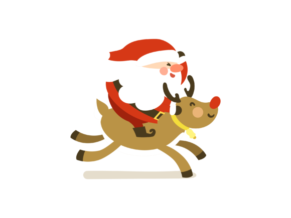 Christmas Illustration Santa with Deer