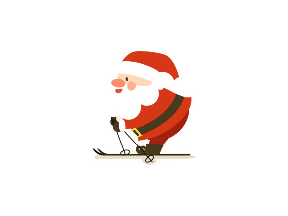 Christmas Illustration Santa with Ski