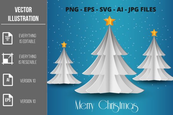 Christmas Paper Tree Vector Illustration