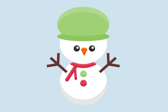Christmas Snowman with Green Hat Illustrations