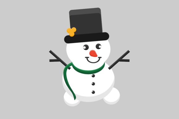 Christmas Snowman with Green Scarf Illustrations