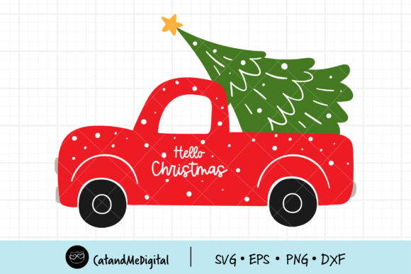 Christmas Tree Truck Illustrations for Crafters
