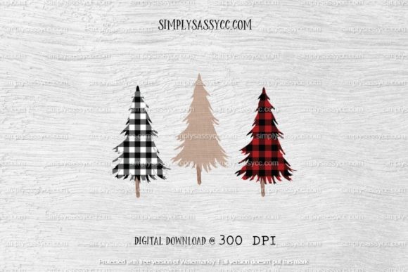 Christmas Trees Buffalo Plaid Burlap Illustrations