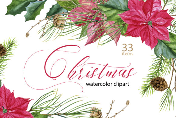 Christmas Watercolor Clipart for Digital Sellers