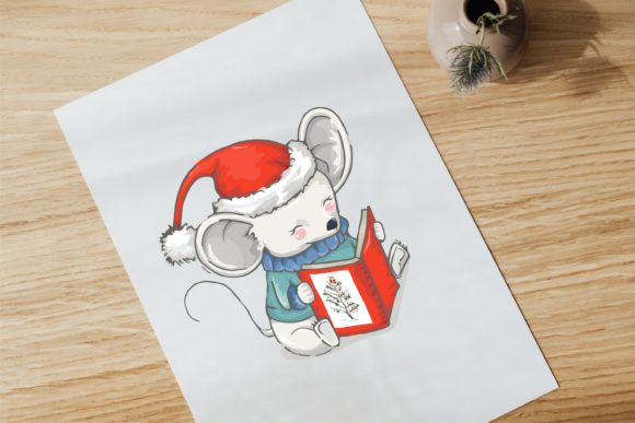 Christmas Winter Snow with Cute Mouse Illustrations