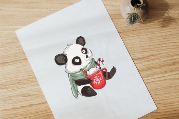Christmas Winter Snow with Cute Panda Illustrations