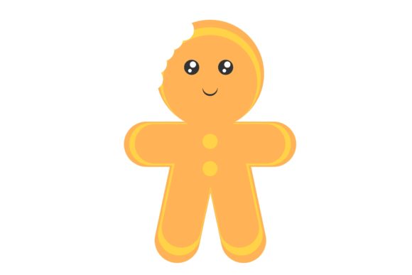 Cute Christmas Gingerbread in One Bite Illustrations