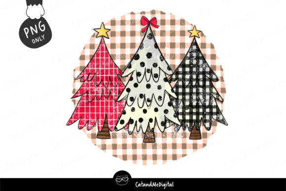 Cute Christmas Tree Sublimation Illustrations