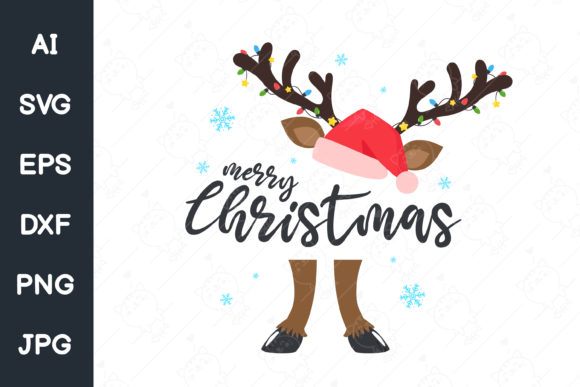 Cute Reindeer and Merry Christmas Illustrations