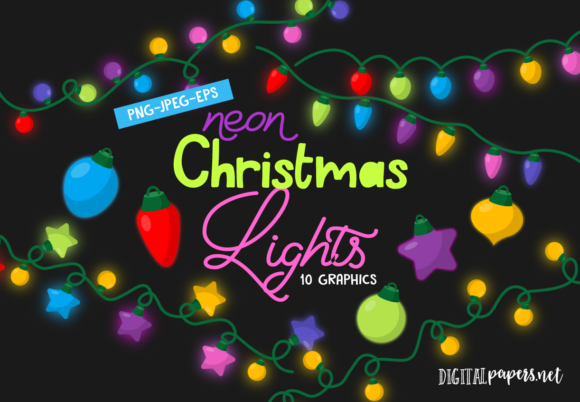 Neon Christmas Lights Illustrations