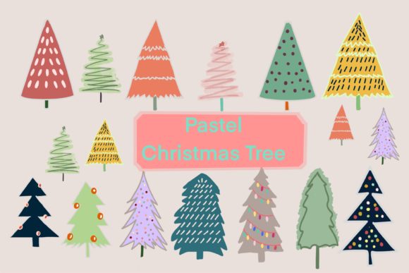 Pastel Christmas Tree Illustrations