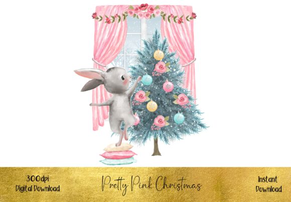 Pretty Pink Christmas Illustrations