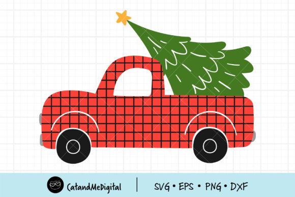 Red Truck Christmas Tree Illustrations